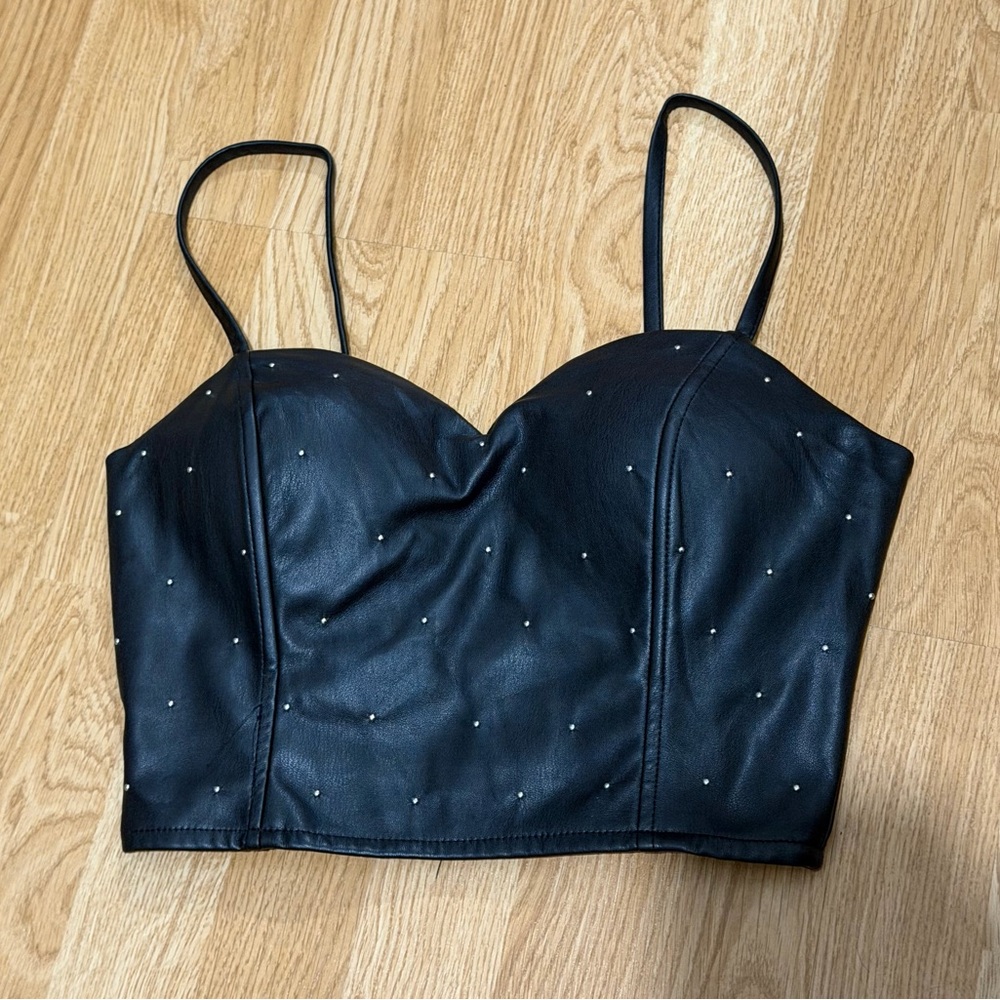 Say What? Black Studded Crop Top